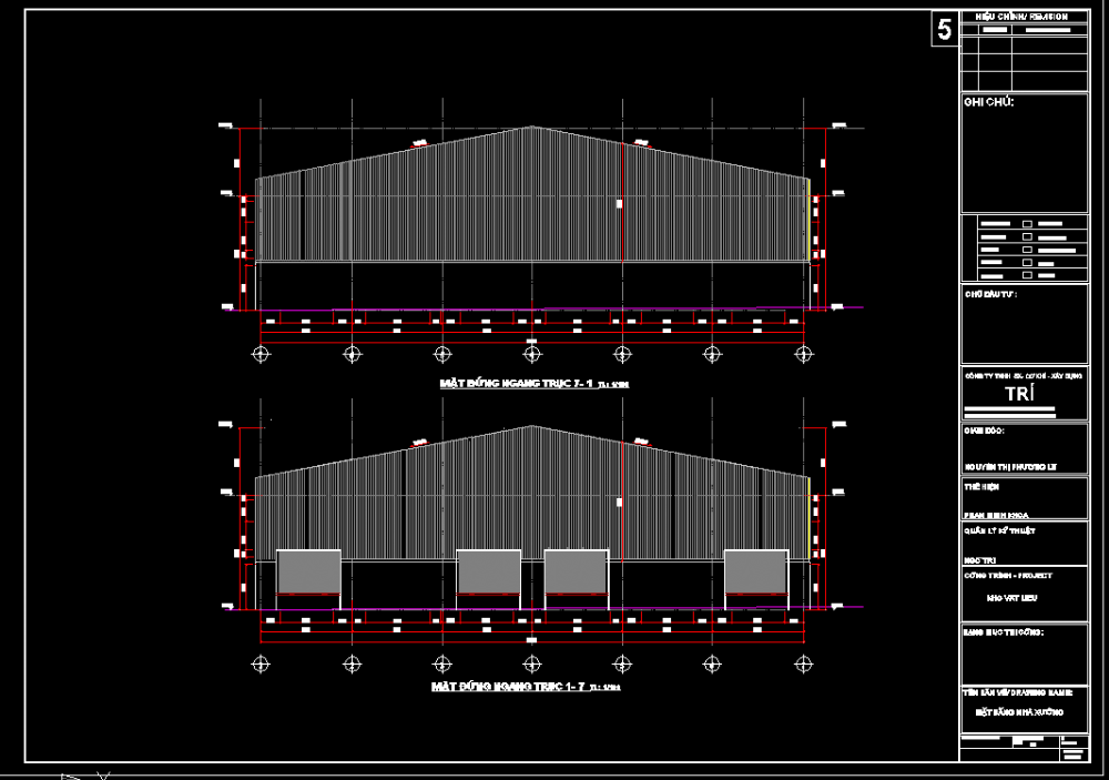 Bản vẽ nhà xưởng thép tiền chế 37x53m – Kiến trúc, kết cấu file CAD – ảnh xem trước 1