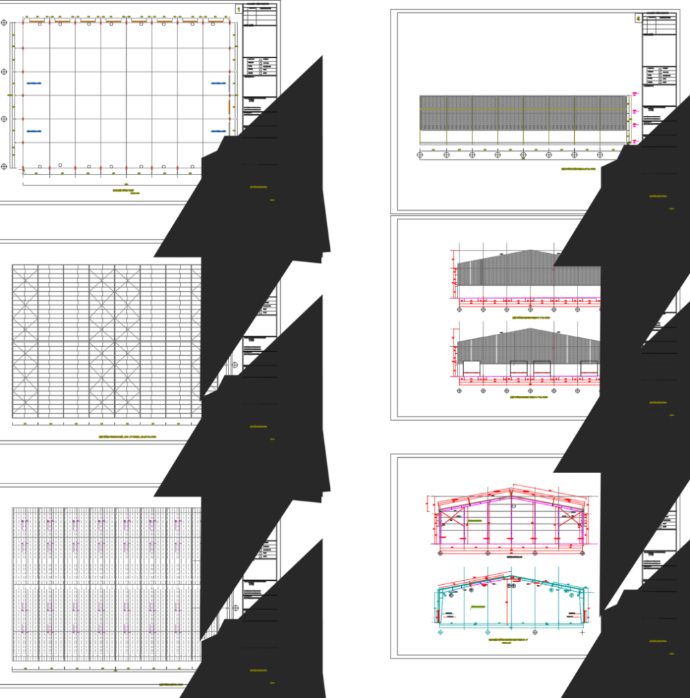 Bản vẽ nhà xưởng thép tiền chế 37x53m – Kiến trúc, kết cấu file CAD – ảnh xem trước 2