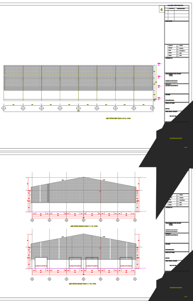 Bản vẽ nhà xưởng thép tiền chế 37x53m – Kiến trúc, kết cấu file CAD – ảnh xem trước 3