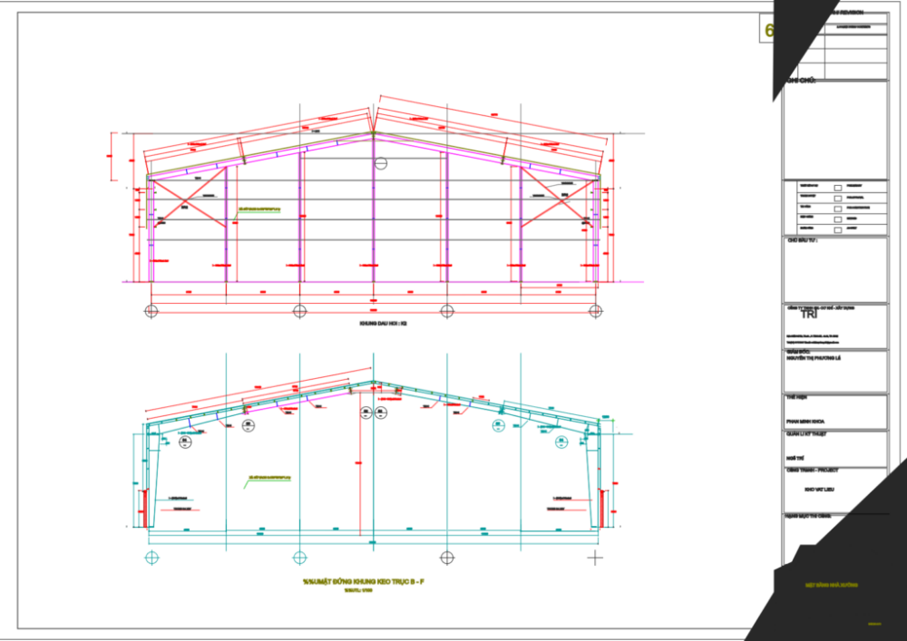 Bản vẽ nhà xưởng thép tiền chế 37x53m – Kiến trúc, kết cấu file CAD – ảnh xem trước 5