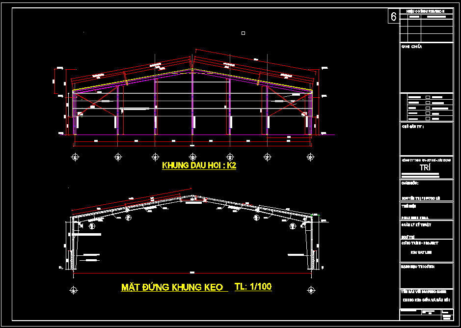 Bản vẽ nhà xưởng thép tiền chế 38x66m – Kiến trúc, kết cấu file CAD – ảnh xem trước 1