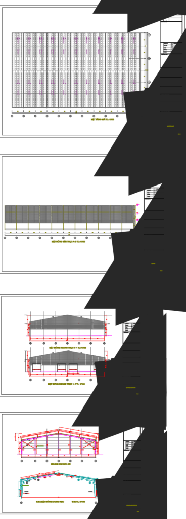 Bản vẽ nhà xưởng thép tiền chế 38x66m – Kiến trúc, kết cấu file CAD – ảnh xem trước 2