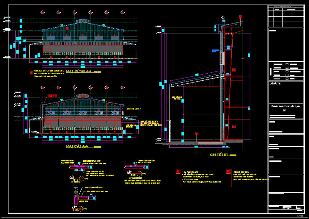 Bản vẽ nhà xưởng thép tiền chế 40x100m – Kiến trúc, kết cấu file CAD PDF – ảnh xem trước 1