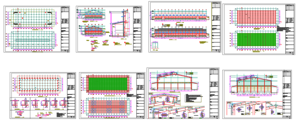 Bản vẽ nhà xưởng thép tiền chế 40x100m – Kiến trúc, kết cấu file CAD PDF – ảnh xem trước 2