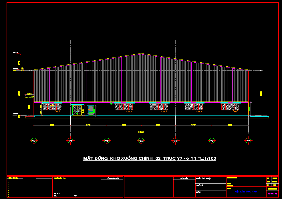 Bản vẽ nhà xưởng thép tiền chế 50x87m – Kiến trúc, kết cấu file CAD – ảnh xem trước 1
