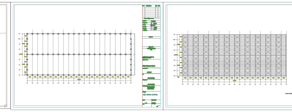 Bản vẽ nhà xưởng thép tiền chế 60x150m – Kiến trúc, kết cấu file CAD – ảnh xem trước 3