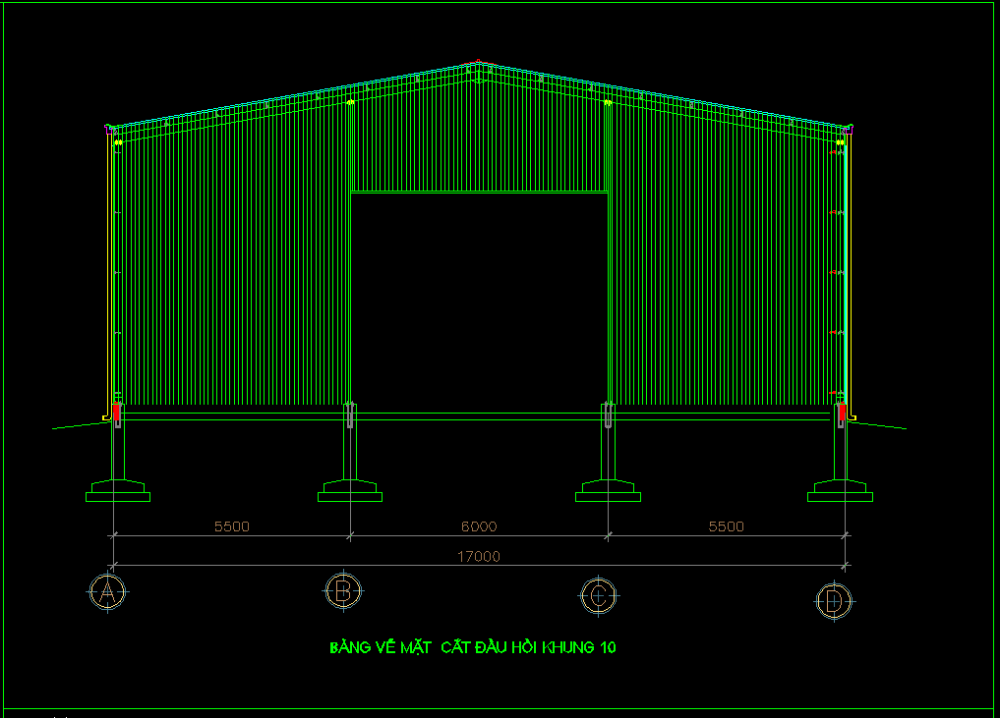 Bản vẽ nhà xưởng zamil 17x54m cột kèo i300 tường cao 1m – Kiến trúc – ảnh xem trước 1