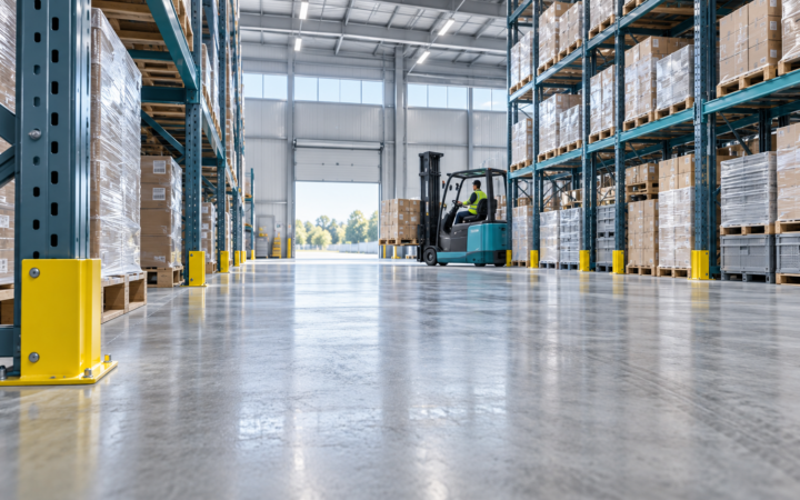 Thiết kế nền nhà xưởng cho xe nâng, giá kệ và máy nặng: những đầu vào cần có – phối cảnh minh họa ý tưởng